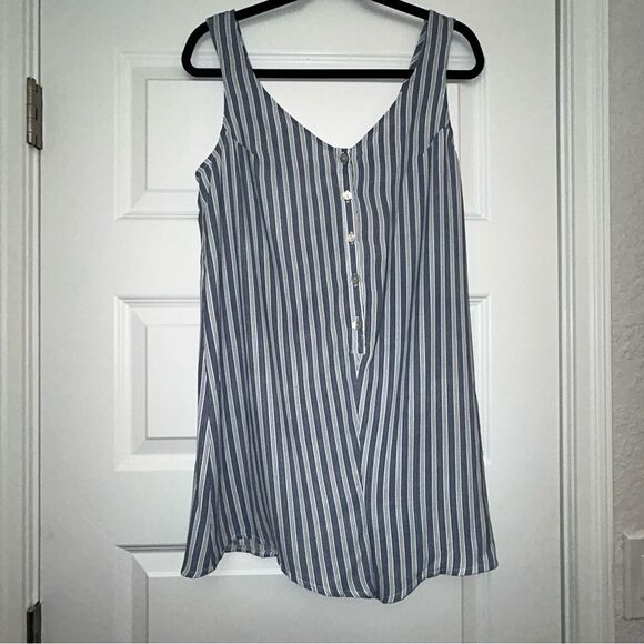 New, Show me your Mumu Stripe Print Button Front Short Romper - Picture 7 of 7